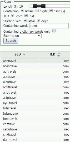 List expiring domains for backorder